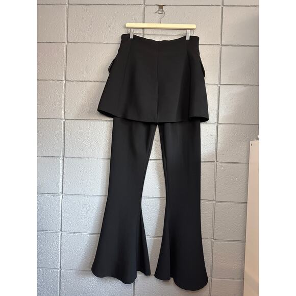 Women's A.W.A.K.E. MODE Skirted Ponte Overlay Flare Pants size 42 in Black Glam - Picture 5 of 8